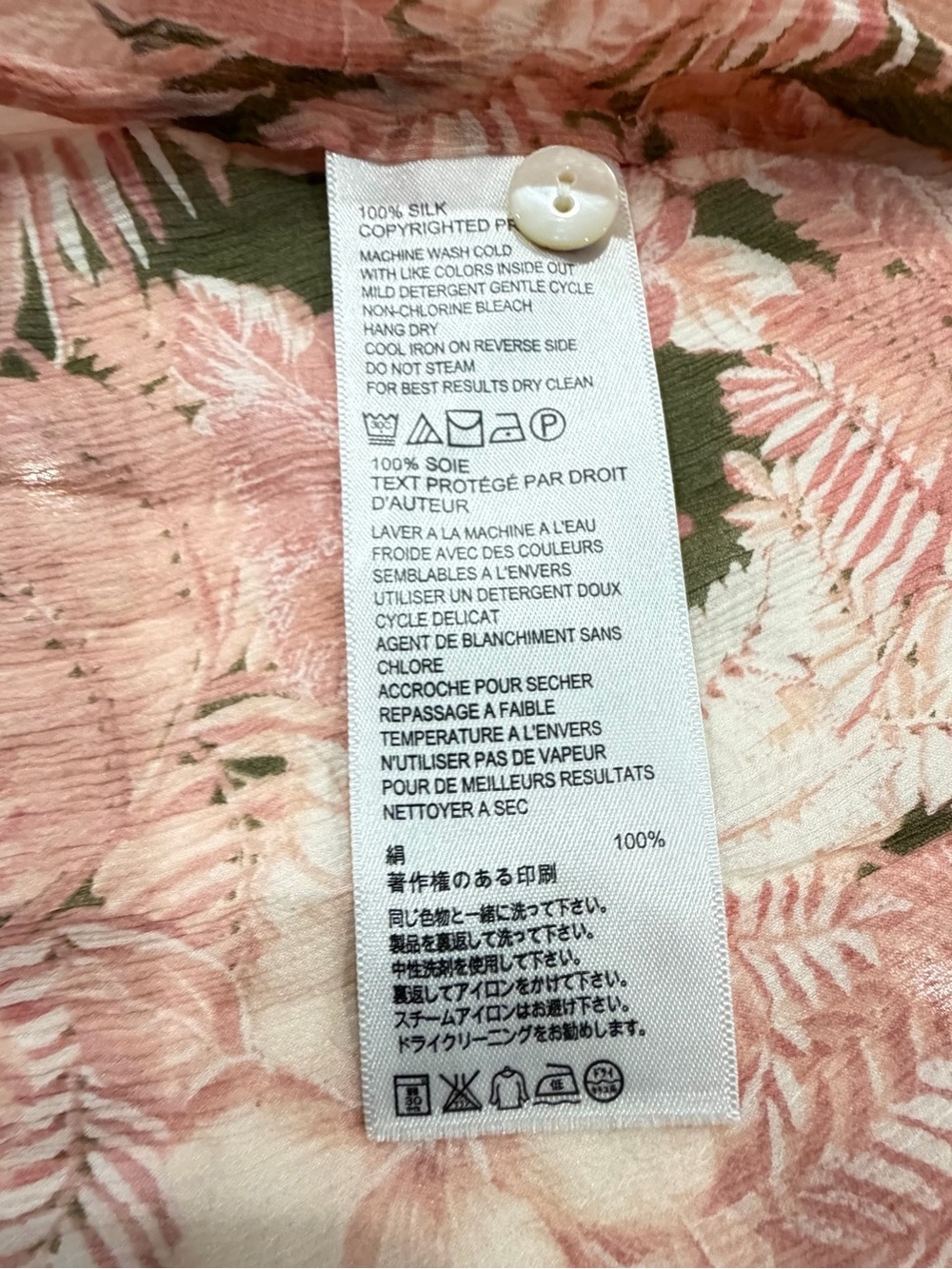 Silk Tommy Bahama Pink Button-Front Blouse Top Tropical Coastal Boho Medium - Picture 9 of 11